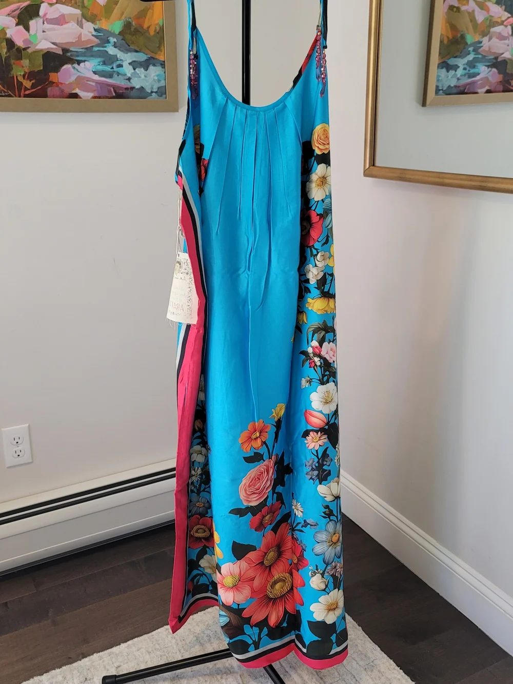 NWT ARATTA Floral Garden Maxi Dress Viscose Blue Floral Boho Size XL - Picture 11 of 16